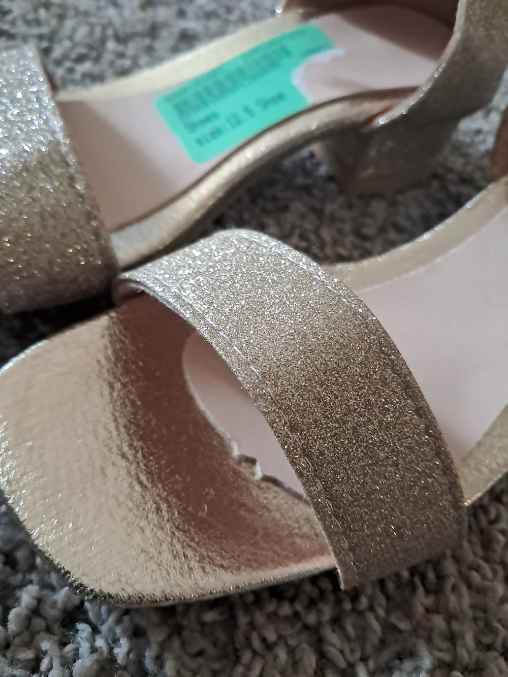 Gold Glitter Women's Block Heel Sandals